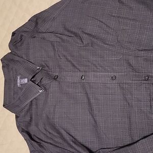 EUC Van Heusen Flex Dress Black Fark Grey Patterned 3XLT Neck 20-20.5